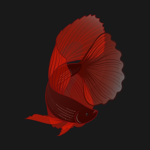 Dark Red Betta Fish by Inklings of Grace