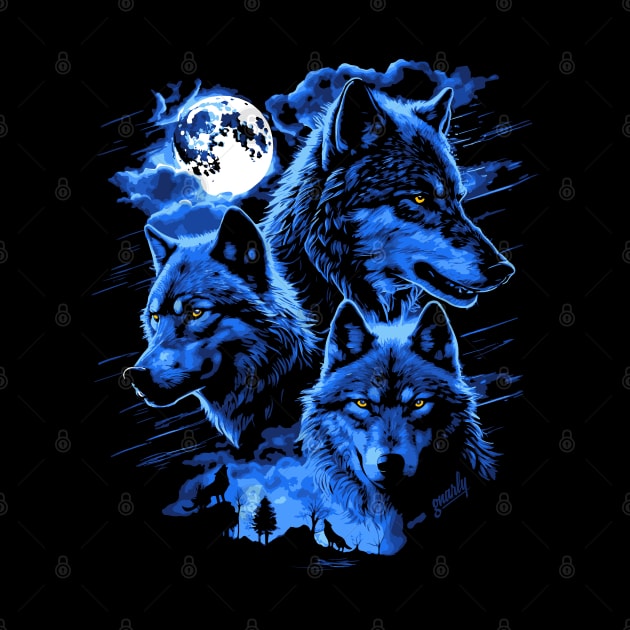 Majestic Wolves Howling at the Moon Graphic Tee by ChattanoogaTshirt