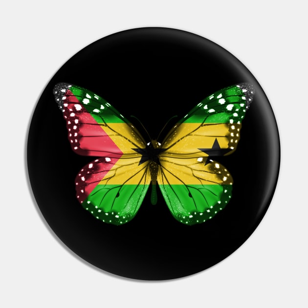 Sao Tomean Flag  Butterfly - Gift for Sao Tomean From Sao Tome And Principe Pin by Country Flags