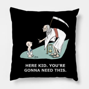 Funny New Year's Father Time cartoon Pillow