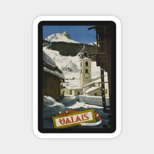 Valais, Switzerland, Ski Poster Magnet