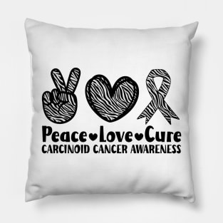 Peace Love Cure Carcinoid Cancer Awareness Pillow