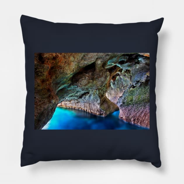 Sea caves of Marmara - Sfakia, Crete Pillow by Cretense72