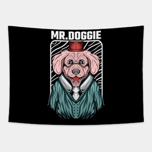 Mr Doggie Tshirt Illustration Tapestry