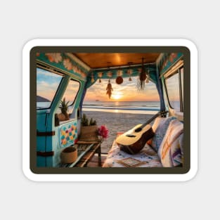 Vanlife on a beach Magnet