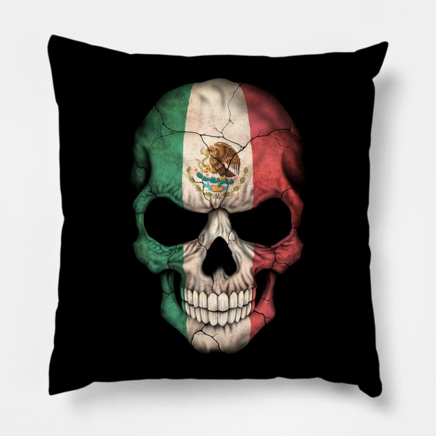 Mexican Flag Skull Pillow by jeffbartels