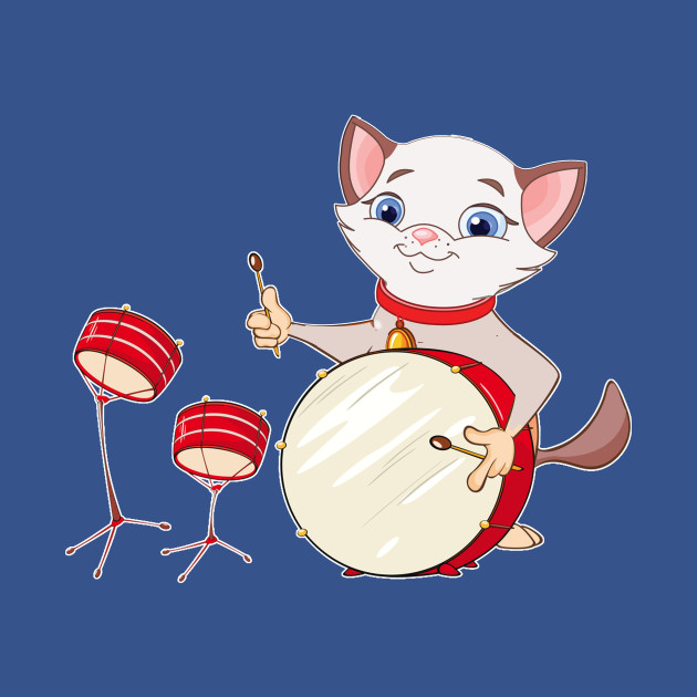 Discover Cool Cat Playing Jazz on Drums - Cat - T-Shirt