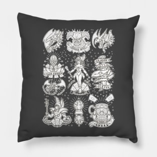 tatto-ohs - white ink Pillow