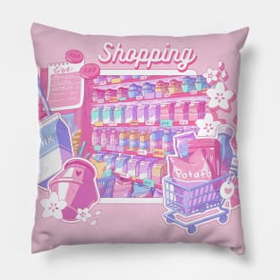 The cute groceries and the shopping related things Pillow