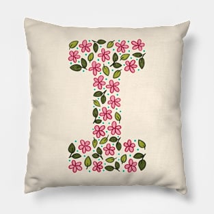 Floral Monogram Letter I Pillow