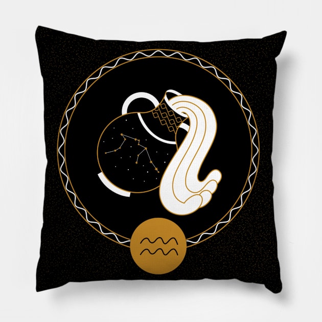 Aquarius Zodiac Sign Pillow by The Witch's Life