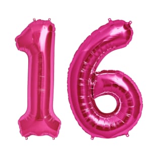 Hot Pink 16th Birthday Metallic Helium Balloons Numbers T-Shirt