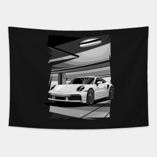 911 turbo illustration graphics Tapestry