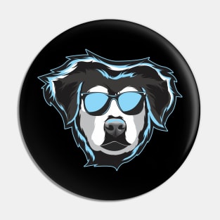 Goberian Glow: Casual Neon Artwork for Doggo Fans Pin