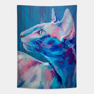 Conceptual abstract painting of a cat muzzle. Tapestry