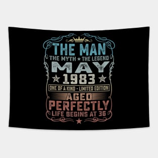 36th Birthday Gifts Fun The Man Myth Legend May 1983 Tapestry