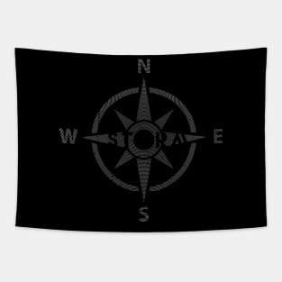 WIND ROSE STORMY Black And White, Retro Design, Tapestry