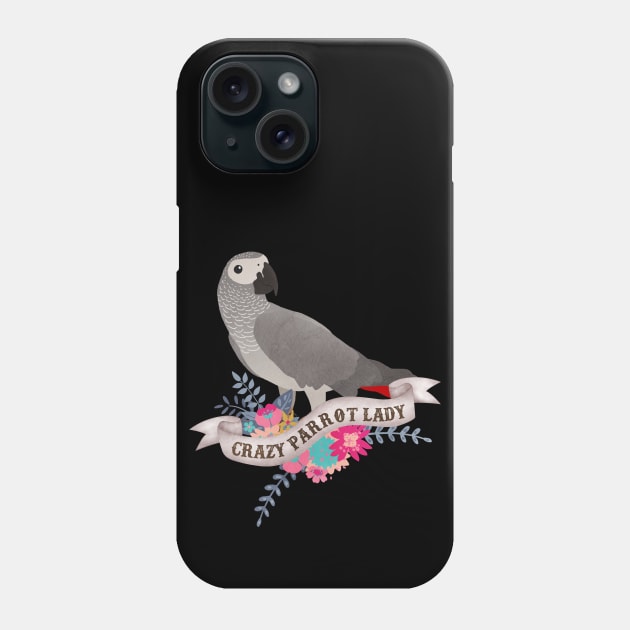 Crazy Parrot Lady Phone Case by Psitta