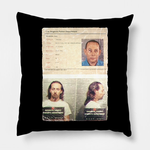 Vintage - pee wee herman - paul rubens mugshot - police Pillow by socialmati