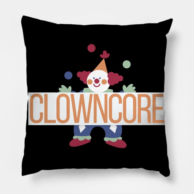 Clowncore flat design - Colorful Juggler Pillow by CursedContent