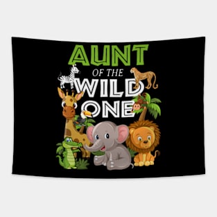 Aunt of the Wild One Zoo Birthday Safari Jungle Animal Tapestry