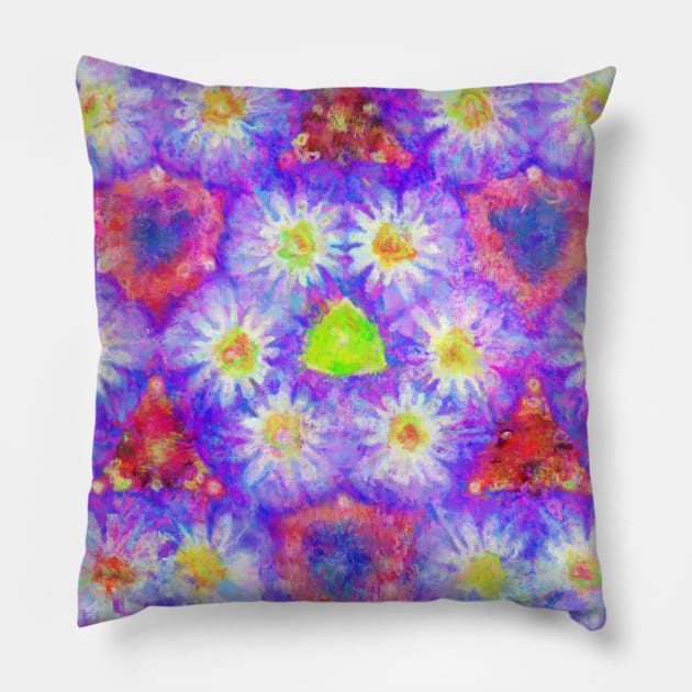 Morning Glory Kaleidoscope Mathematical Abstract Impressionist Painting Pillow by BonBonBunny