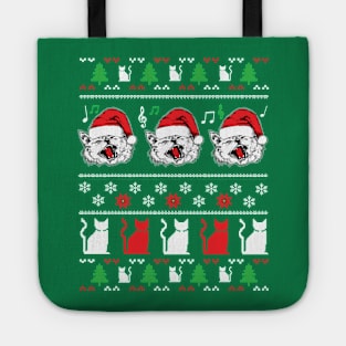 Funny Christmas Sweater Cats for Cat Owners Tote