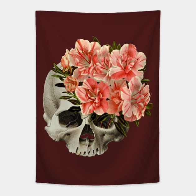 skull flower vintage illustration Tapestry by Nosa rez