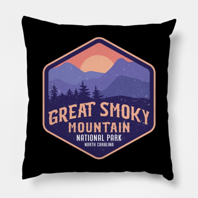 Great Smoky Mountain - North Carolina Pillow by Sachpica