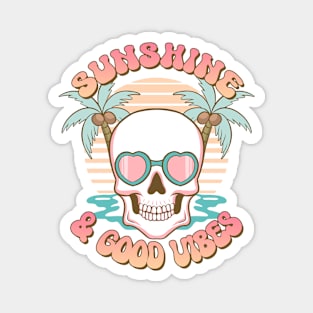 "Sunshine & Good Vibes" Skull Magnet