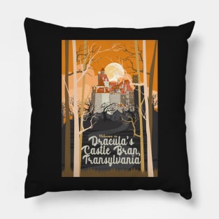 Travel Poster Transylvania, Bran castle, Dracula 3 Pillow