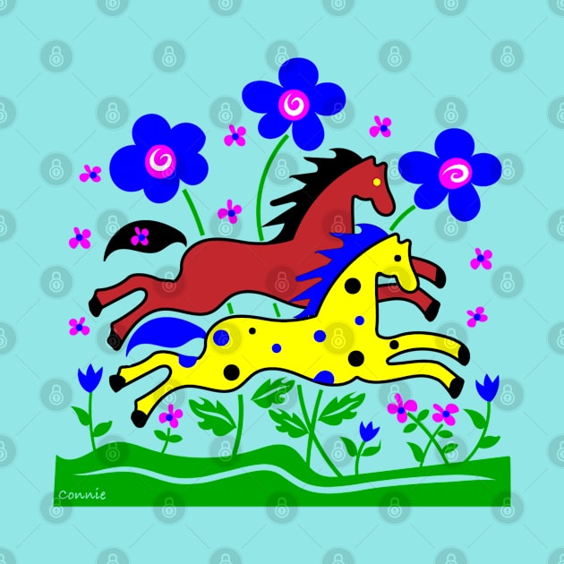 Happy Galloping Horses by Designs by Connie