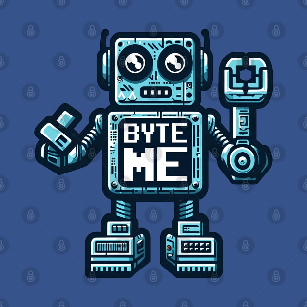 Funny Robot AI AGI Humor Byte Me by E