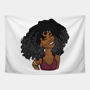 Curly Brown Skin Woman Tapestry