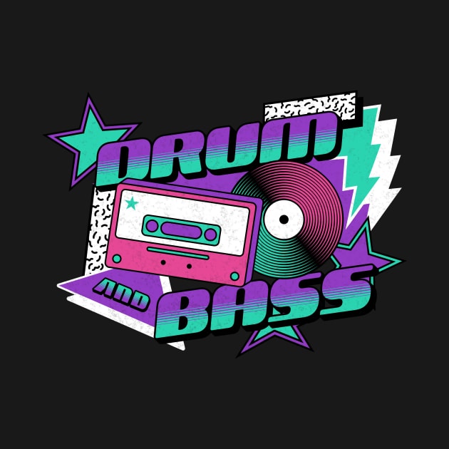 DRUM AND BASS  - 90s Steez (purple/aqua blue) by DISCOTHREADZ 