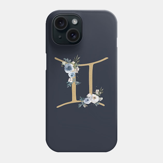 Floral Gemini Zodiac Symbol Phone Case by Darkstar Designs