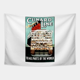 Cunard Line - Steamship Cutaway Illustration, Vintage Poster Design Tapestry