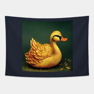 A Yellow Farmyard Duck in a Storybook Style Tapestry