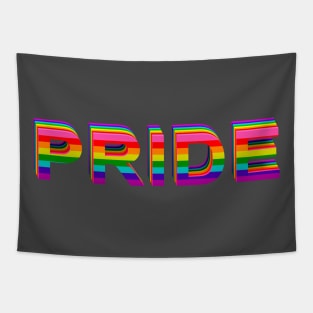 RETRO Pride word in Rainbow color flag of LGBTQ Tapestry