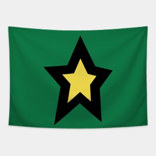 Yellow Star Thick Black Line Tapestry