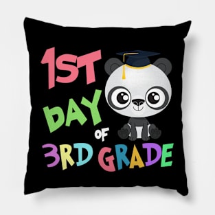 Back To School Panda Kids Gift - 1st Day Of 3rd Grade Pillow