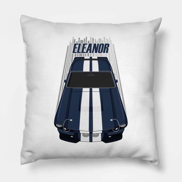 Ford Mustang Shelby GT500 Eleanor 1967 Fastback - Dark Blue and White Stripes Pillow by V8social