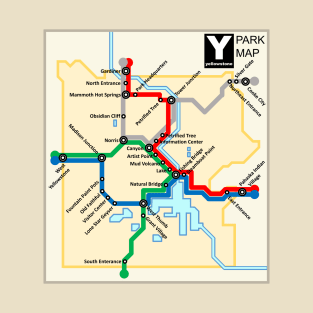 Yellowstone National Park Metro Style Map T-Shirt