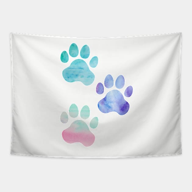 Watercolor Paw Print Trio Tapestry by annmariestowe