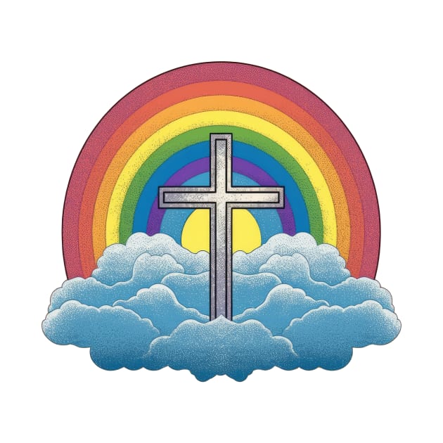 Heaven is a Rainbow - Clouds and Cross - LGBTQIA LGBT Pride - Love is Love by JensenArtCo