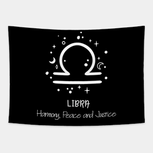 Libra Personality White Text Tapestry