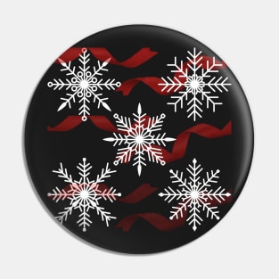 Christmas Snowflakes and Ribbons - A Christmas Pattern - Ugly Christmas TShirt Pin