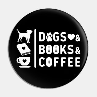 Dogs books coffee Pin