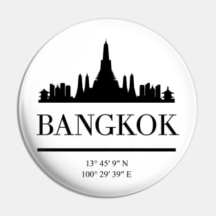 BANGKOK THAILAND BLACK SILHOUETTE SKYLINE ART Pin