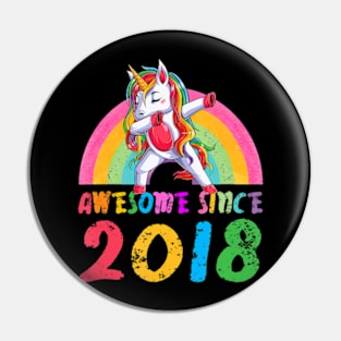 3 Years Old 3rd Birthday Unicorn Awesome Since 2018 Pin